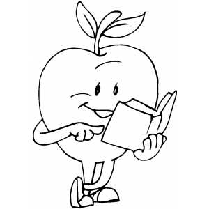Apple Reading Book coloring page
