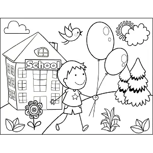Boy Balloons coloring page