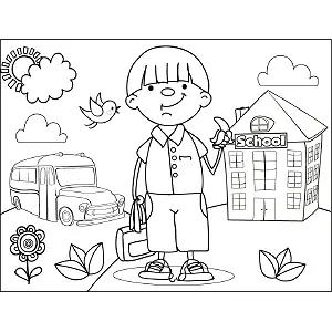 Boy with Banana coloring page