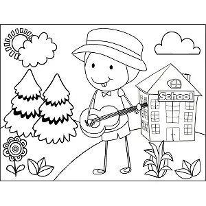 Child Guitar School coloring page