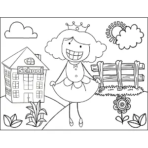 Girl Crown Curtsey coloring page