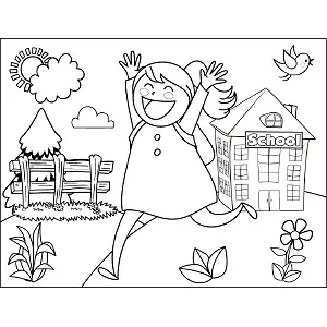 Girl Running School coloring page