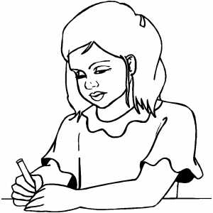 Girl Writing Note coloring page