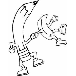 Pencil And Eraser Dancing coloring page