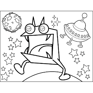 Aggressive Space Alien coloring page