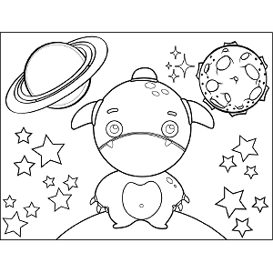 Frowning Space Alien coloring page