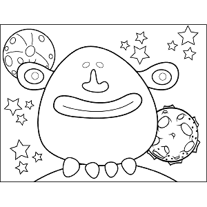 Grinning Space Alien coloring page