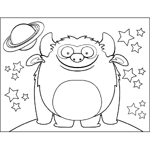 Grinning Space Monster coloring page