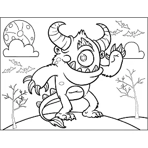 Monster with Horns coloring page