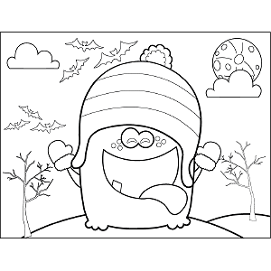 Monster with Stocking Cap coloring page
