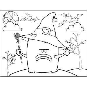 Monster with Witch Hat coloring page