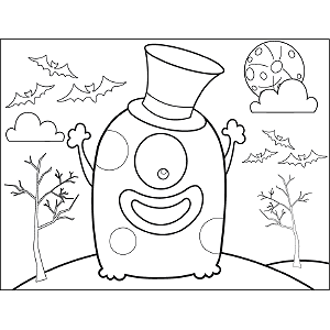 One-Eyed Monster Top Hat coloring page