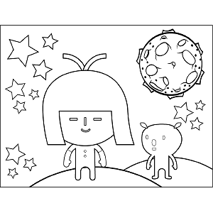 Pair of Space Aliens coloring page