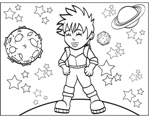 Punk Rock Space Girl coloring page