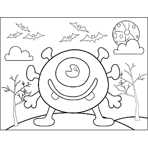 Round Monster coloring page