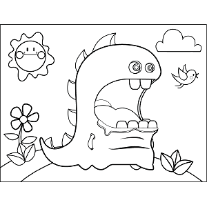 Seated Monster coloring page