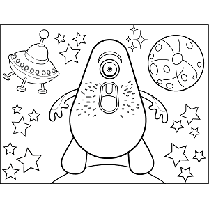 Single-Eyed Space Alien coloring page
