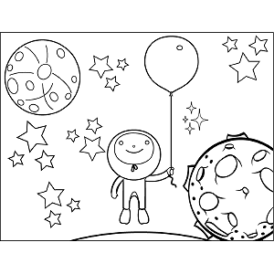 Space Alien Balloon coloring page