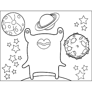 Space Alien Big Lips coloring page