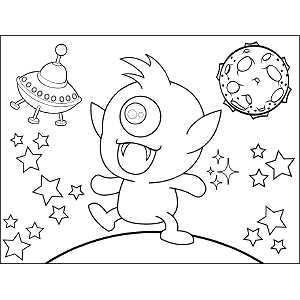 Space Alien Cow Lick coloring page