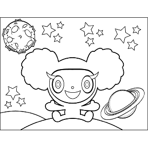 Space Alien Curly Hair coloring page