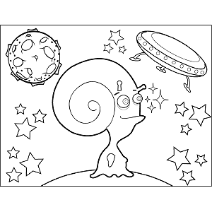 Space Alien Curly Horns coloring page