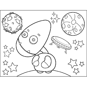 Space Alien Egg Head coloring page