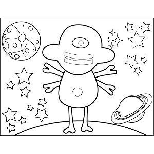 Space Alien Four Arms coloring page