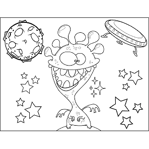 Space Alien Goofy coloring page