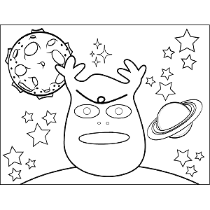 Space Alien Grumpy coloring page