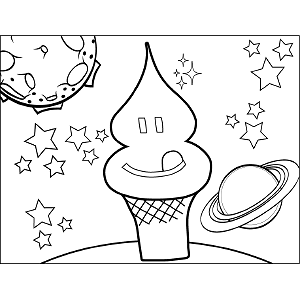 Space Alien Ice Cream Cone coloring page