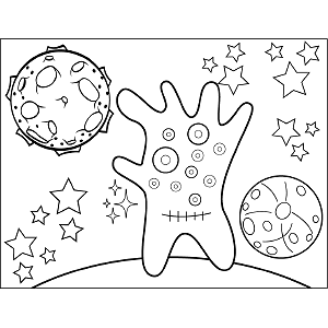 Space Alien Many Eyes coloring page