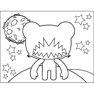 Space Alien No Eyes coloring page