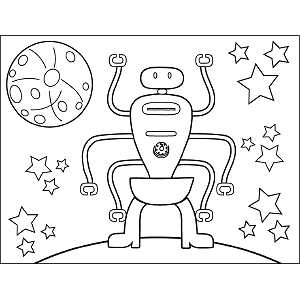 Space Alien Six Arms coloring page