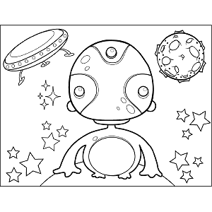 Space Alien Three Eyes coloring page