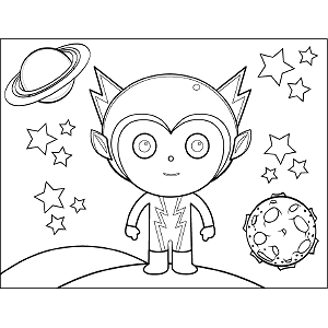 Space Alien Zig Zag coloring page
