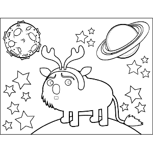 Space Alien with Antlers coloring page