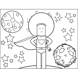 Space Alien with Cape Fork coloring page