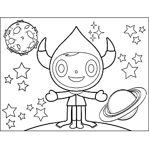 Space Alien with Four Legs coloring page
