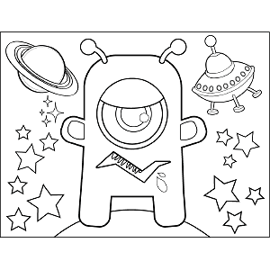 Space Alien with Funny Mouth coloring page