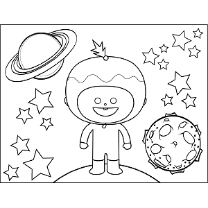Space Alien with Helmet coloring page