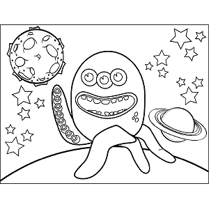 Space Alien with Tentacles coloring page