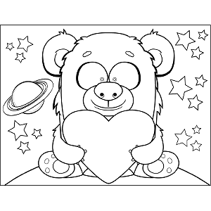 Space Monster Holding Heart coloring page