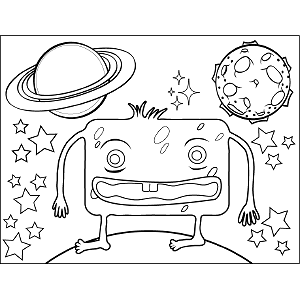 Square Space Alien coloring page