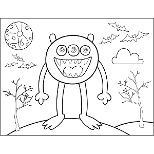 Three-Eyed Monster coloring page