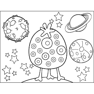 Three-Legged Space Pineapple coloring page