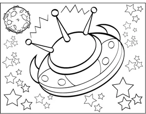 UFO and Planet coloring page