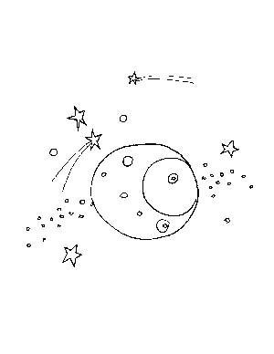 Moon with Stars Coloring Page