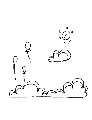 Sun Clouds and Balloons Coloring Page