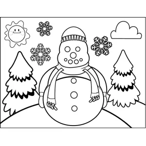 Snowman in Scarf coloring page